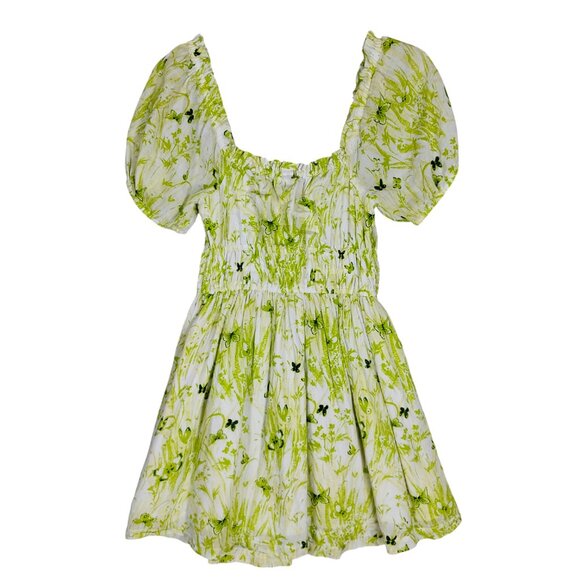 BP Nordstrom Sun Dress Size Small Light Green Floral Puffy Sleeves Pullover - Picture 4 of 8